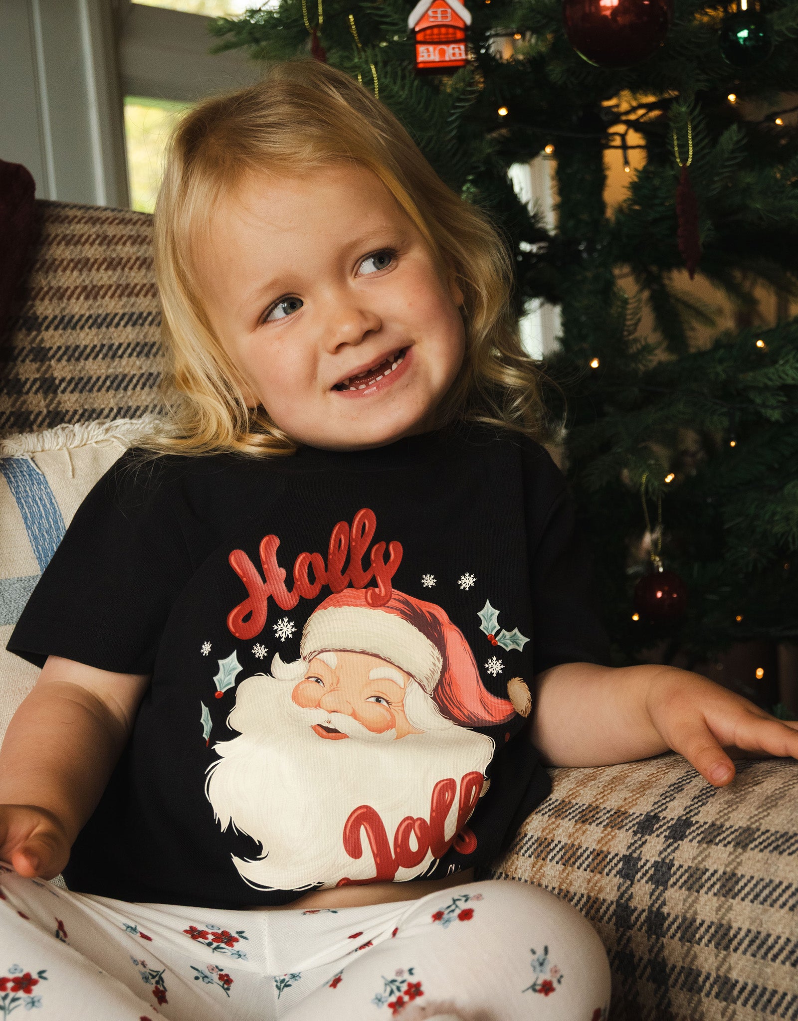 Holly Jolly Santa Organic Cotton Childrens T-Shirt