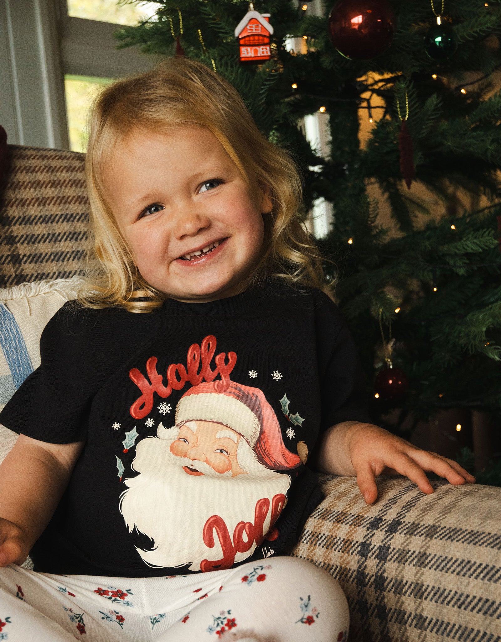 Holly Jolly Santa Organic Cotton Childrens T-Shirt