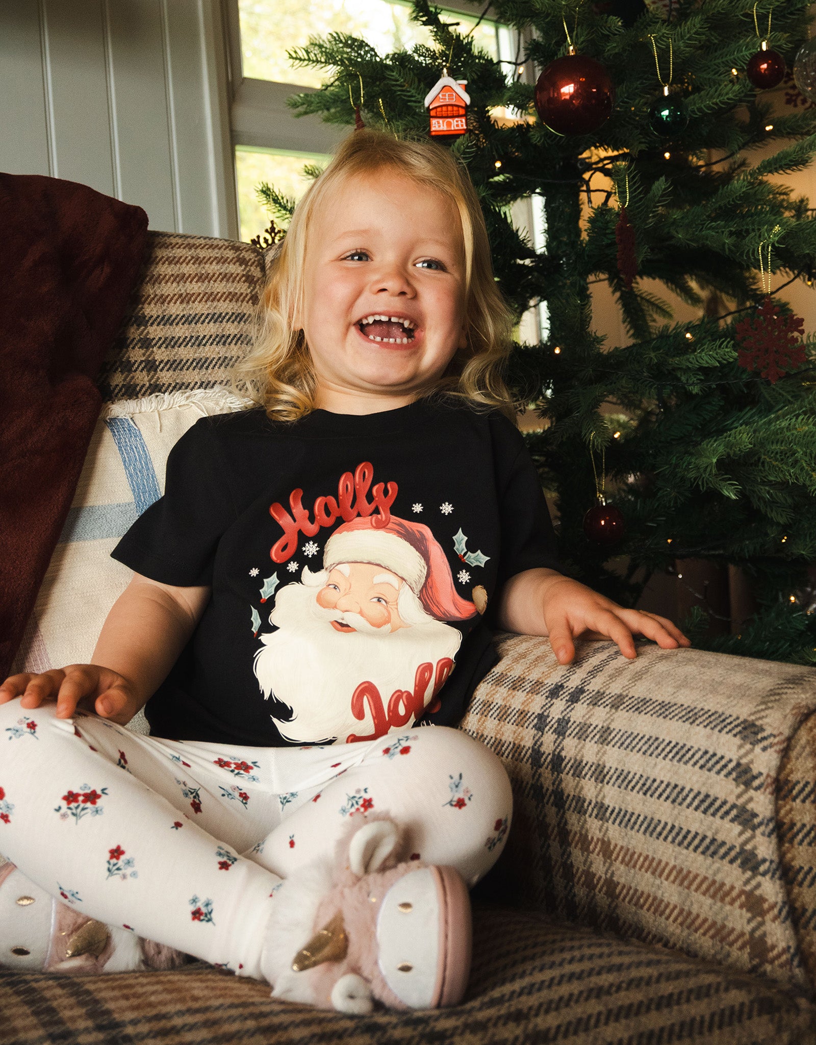 Holly Jolly Santa Organic Cotton Childrens T-Shirt