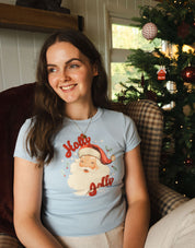 Holly Jolly Santa Printed Micro Rib Baby Tee