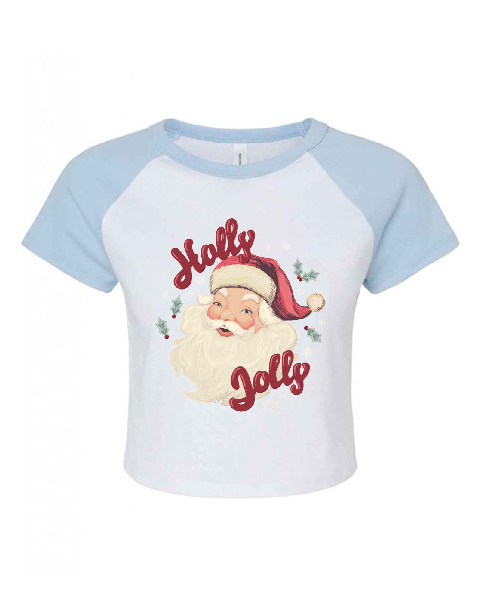 Holly Jolly Santa Printed Micro Rib Baby Tee