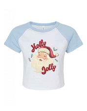 Holly Jolly Santa Printed Micro Rib Baby Tee