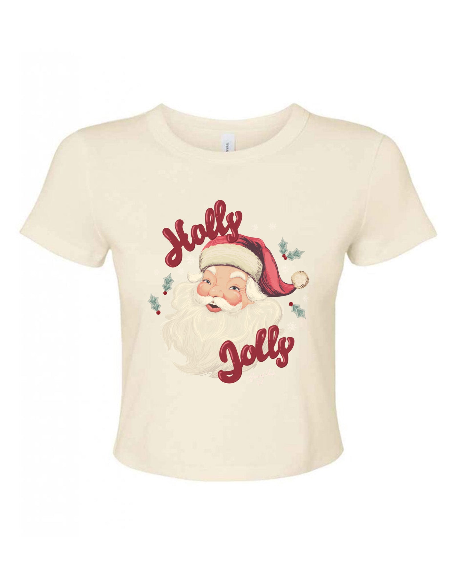 Holly Jolly Santa Printed Micro Rib Baby Tee