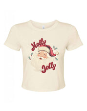 Holly Jolly Santa Printed Micro Rib Baby Tee