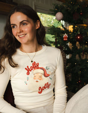 Holly Jolly Micro Rib Long Sleeved Tee