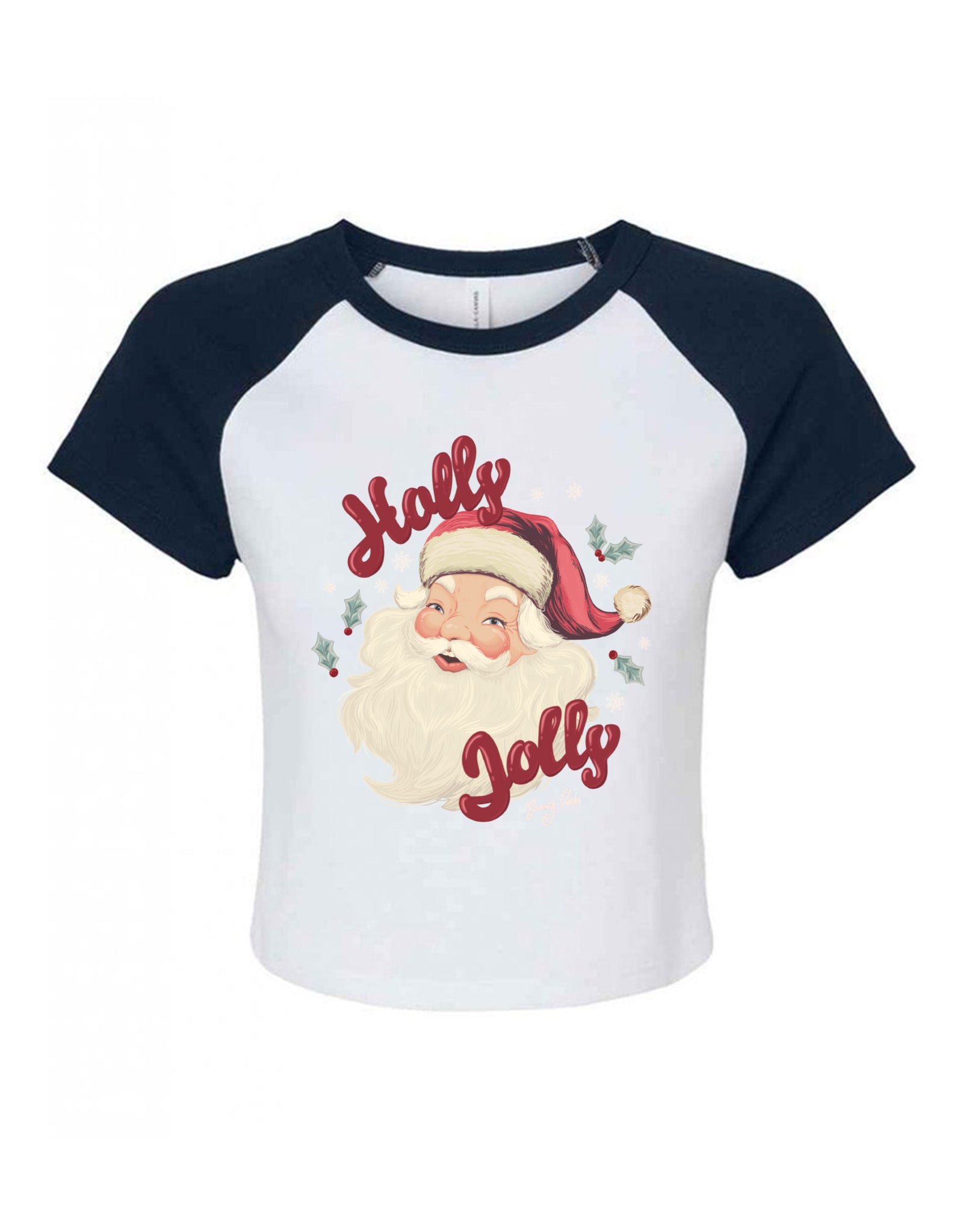 Holly Jolly Santa Printed Micro Rib Baby Tee