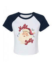 Holly Jolly Santa Printed Micro Rib Baby Tee
