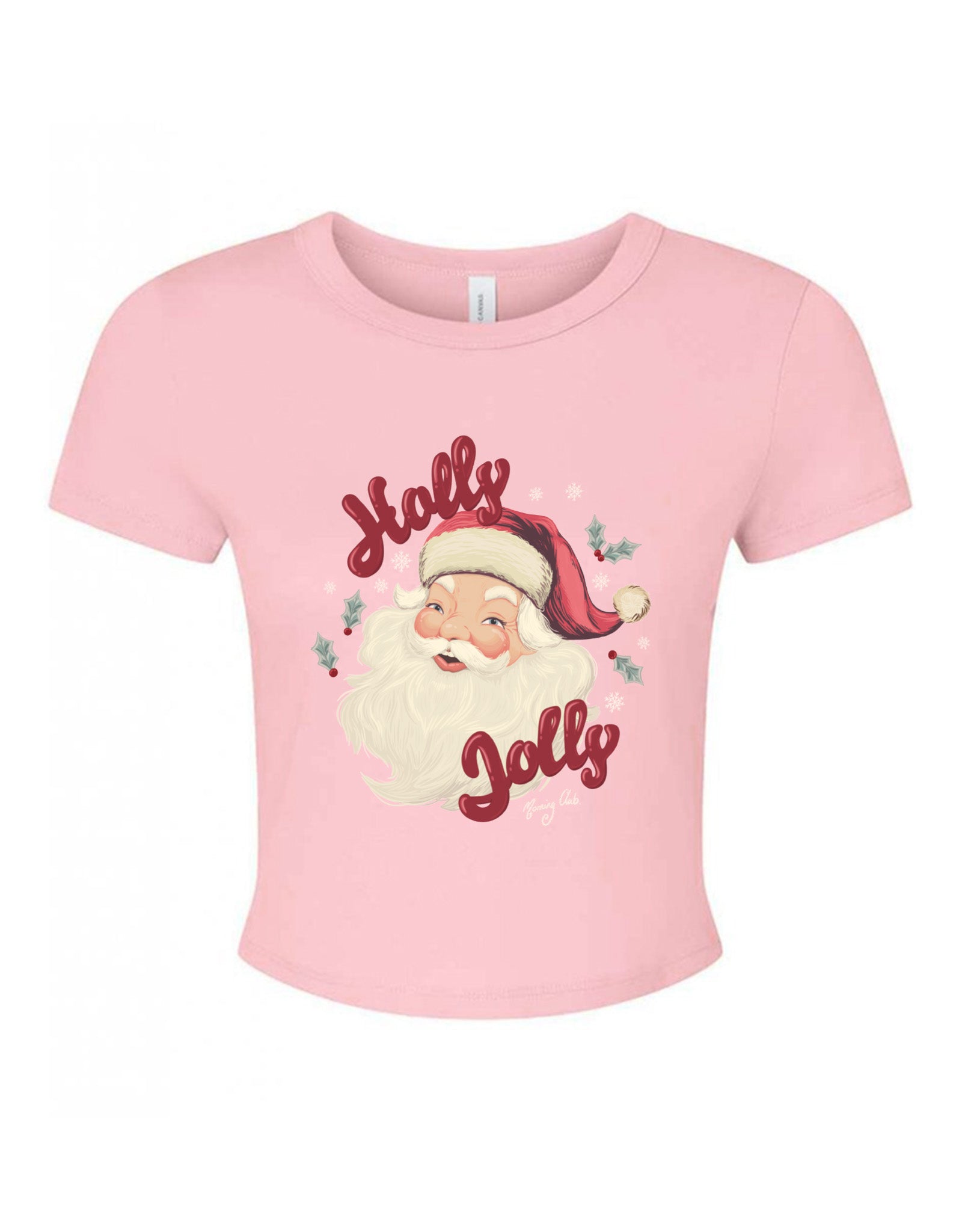 Holly Jolly Santa Printed Micro Rib Baby Tee