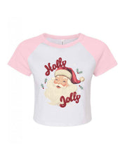 Holly Jolly Santa Printed Micro Rib Baby Tee