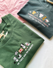 Cats Embroidered Oversized Organic Cotton T-Shirt