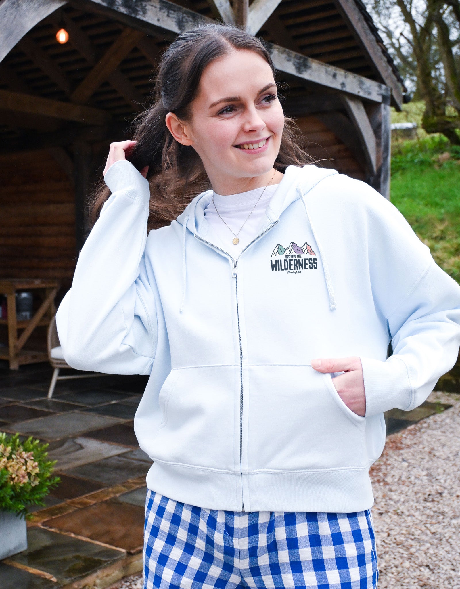 Into The Wilderness Printed Boxy Organic Cotton Zip Hoodie