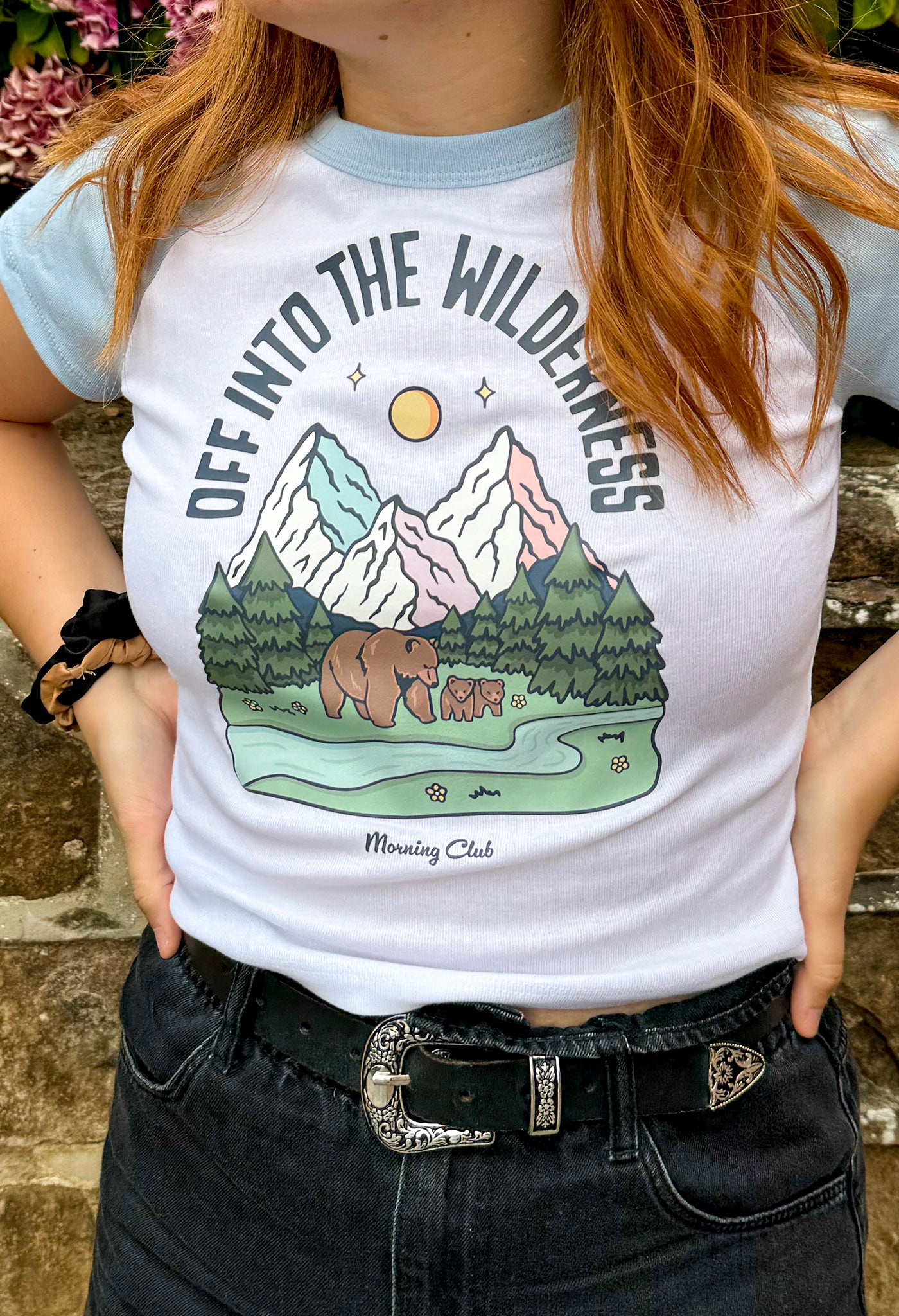 Into The Wilderness Printed Micro Rib Raglan Baby Tee