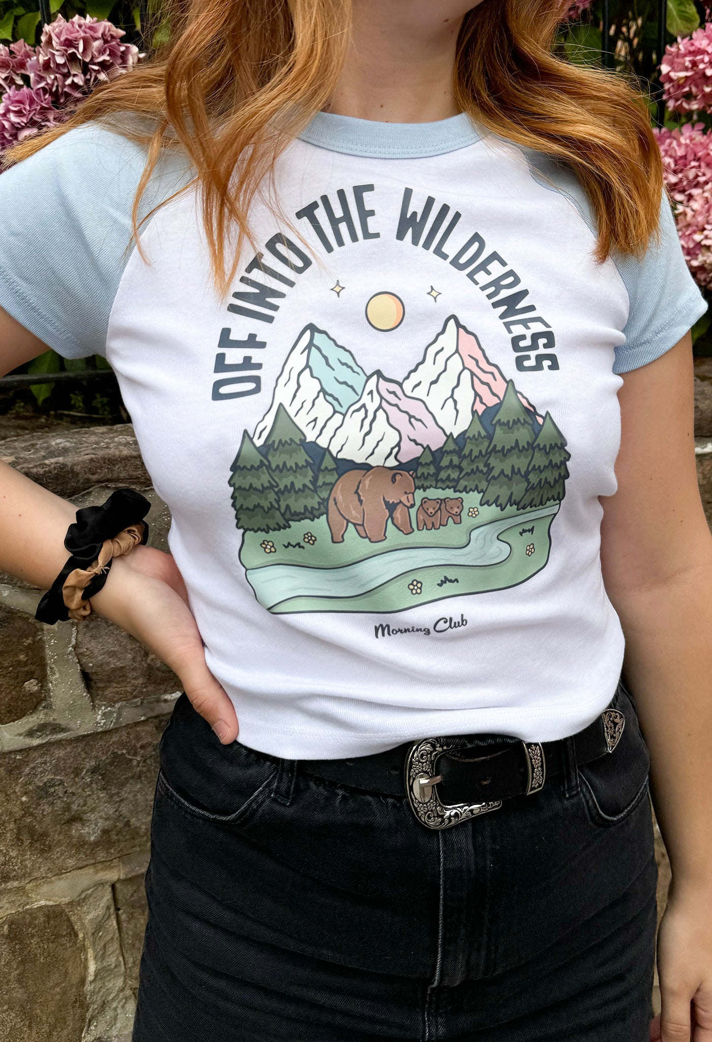 Into The Wilderness Printed Micro Rib Raglan Baby Tee