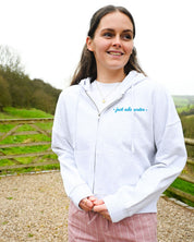 Just Add Water Printed Boxy Organic Cotton Zip Hoodie