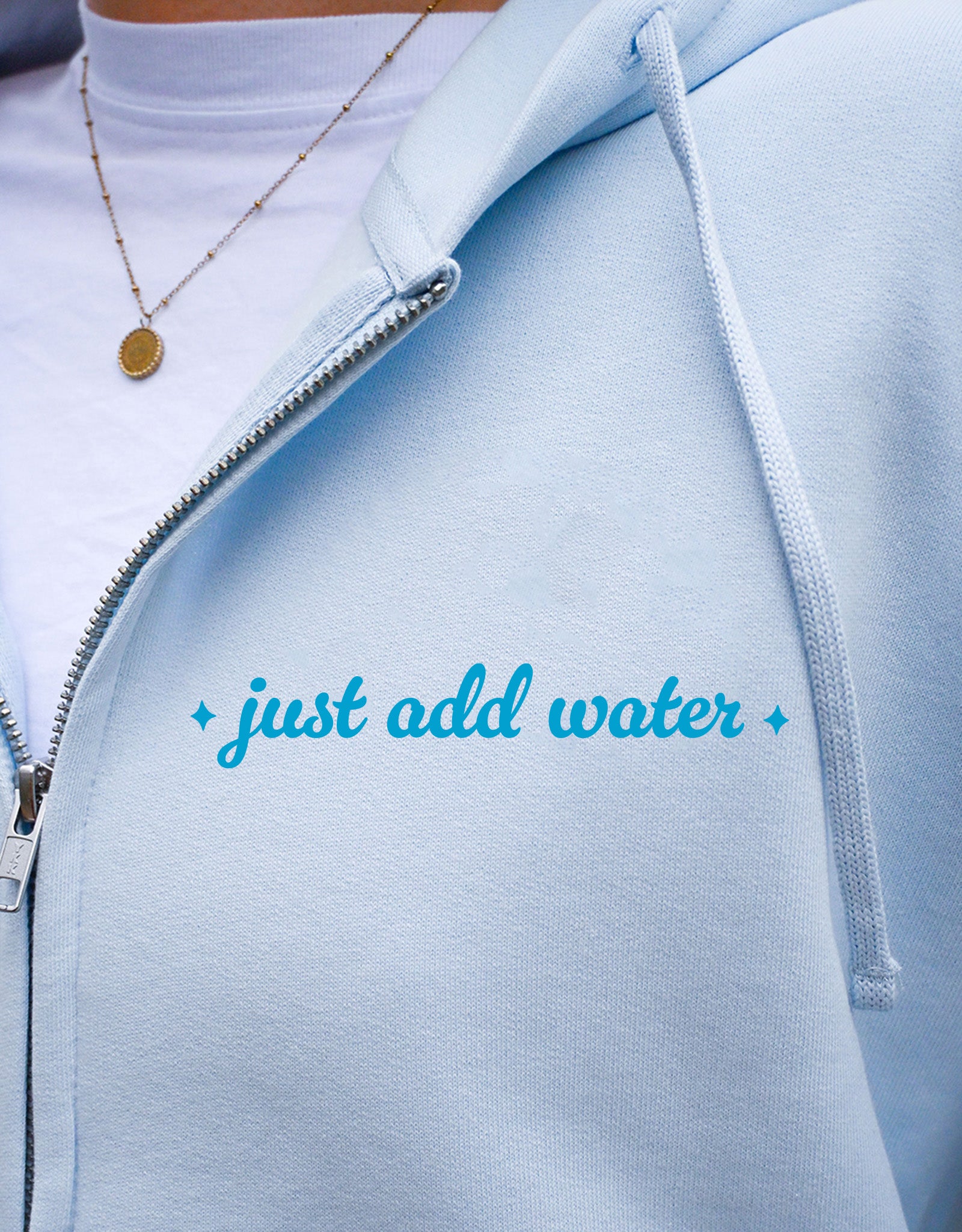 Just Add Water Printed Boxy Organic Cotton Zip Hoodie