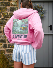 Life Is An Adventure Printed Boxy Organic Cotton Zip Hoodie