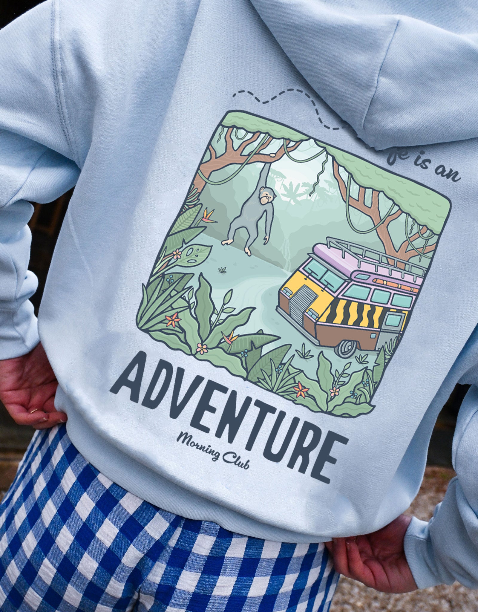 Life Is An Adventure Printed Boxy Organic Cotton Zip Hoodie