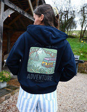 Life Is An Adventure Printed Boxy Organic Cotton Zip Hoodie