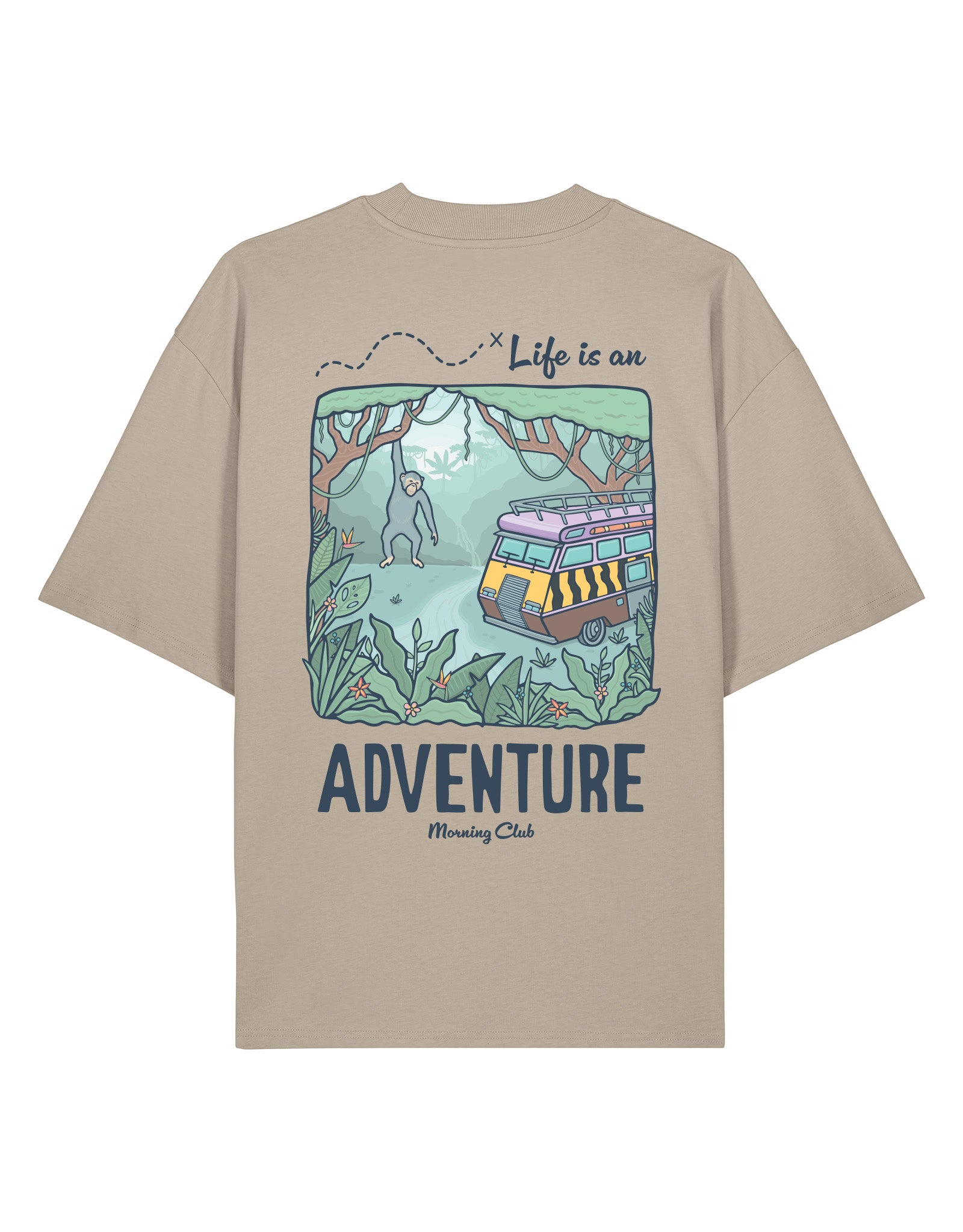 Life Is An Adventure Printed Oversized Organic Cotton Tee