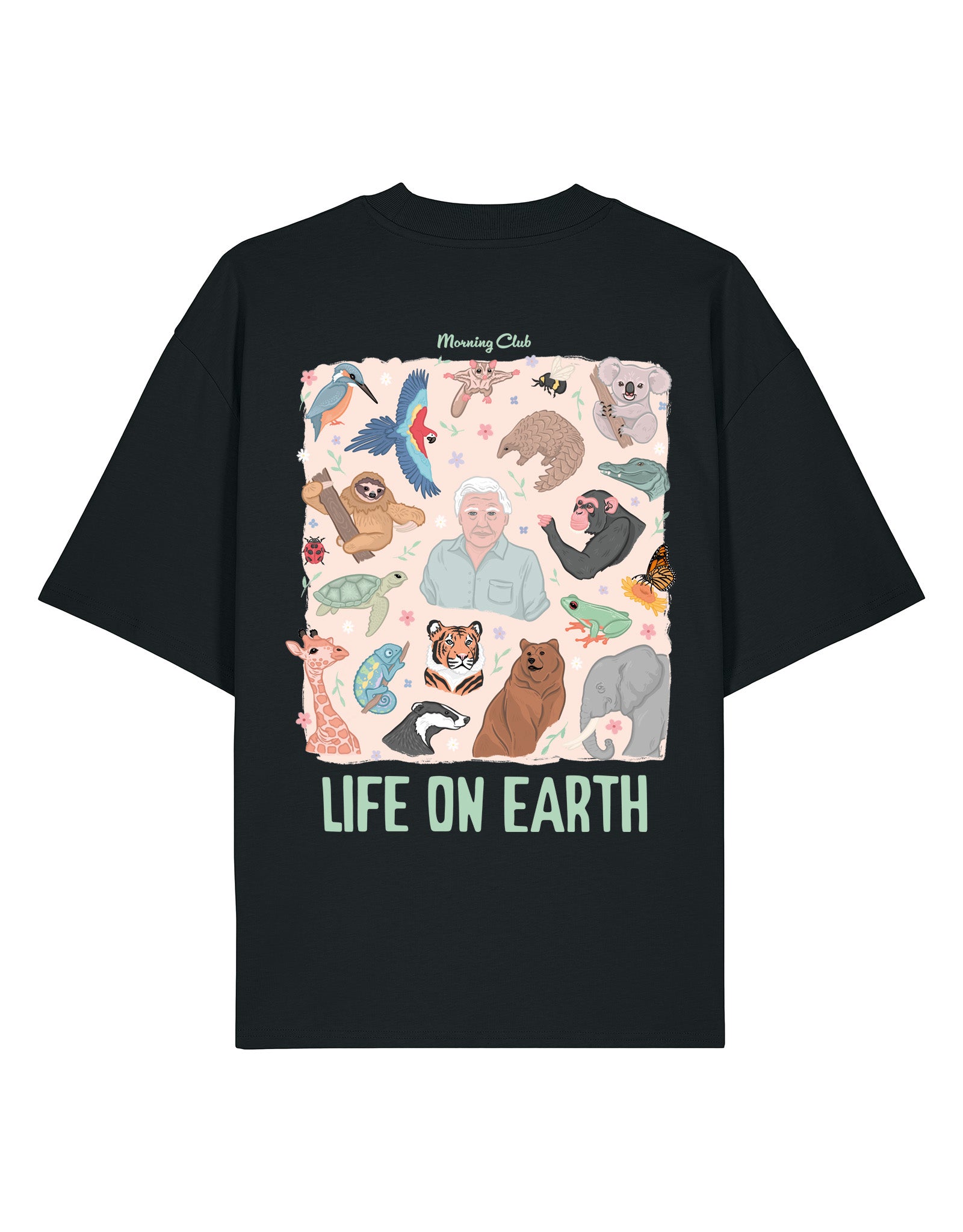 Life On Earth Printed Oversized Organic Cotton Tee
