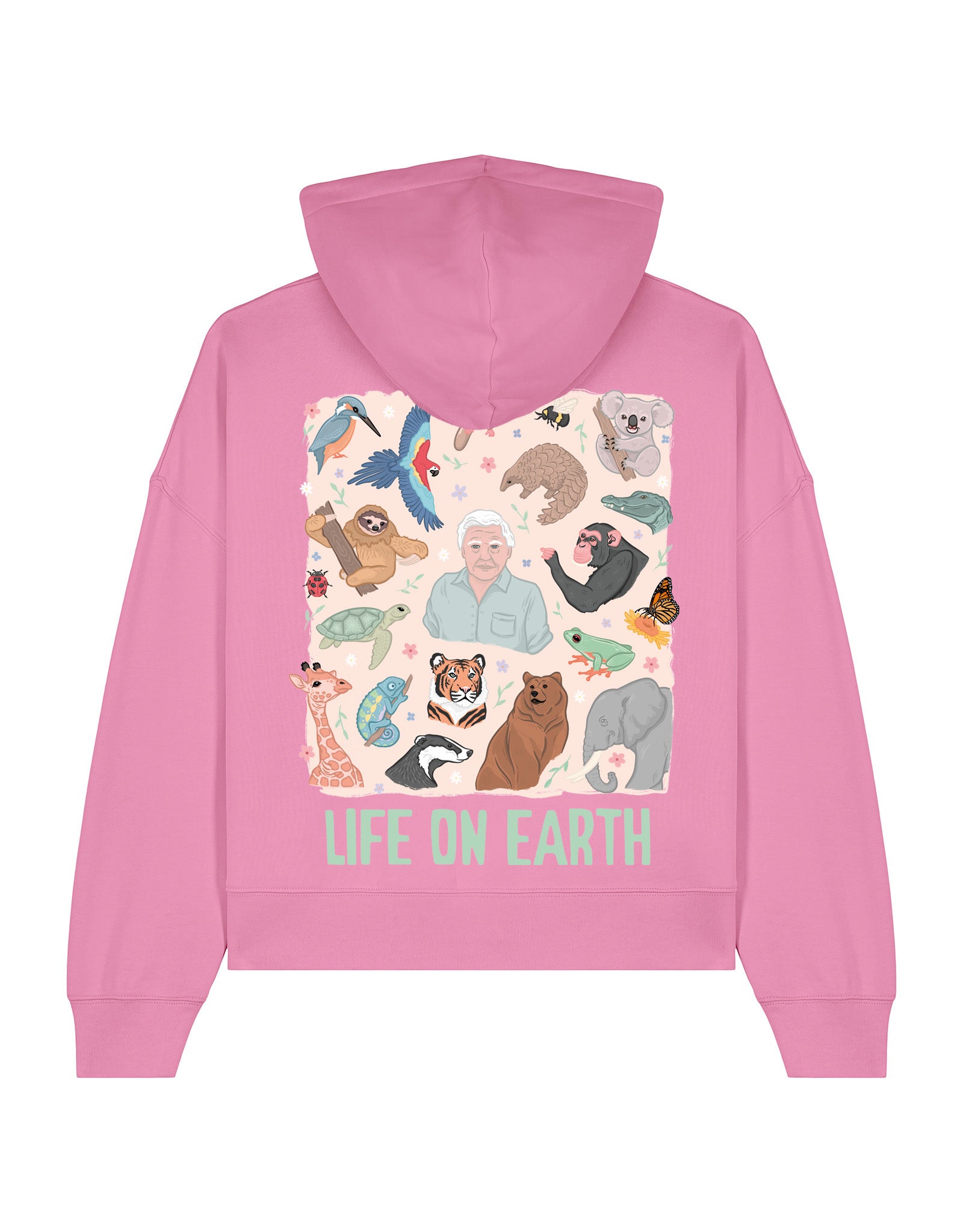 Life On Earth Printed Boxy Organic Cotton Hoodie