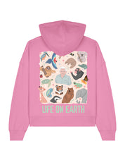 Life On Earth Printed Boxy Organic Cotton Hoodie
