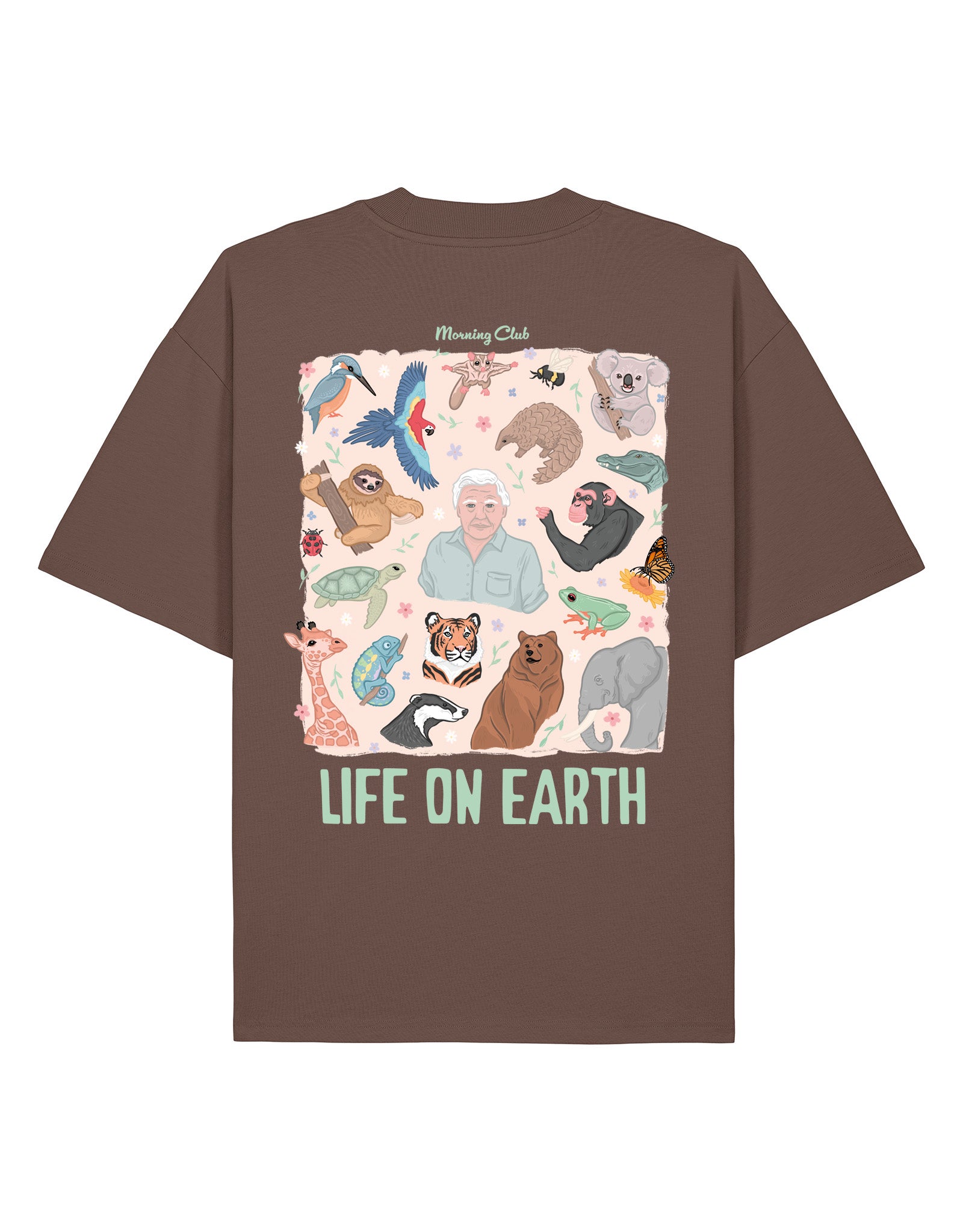 Life On Earth Printed Oversized Organic Cotton Tee