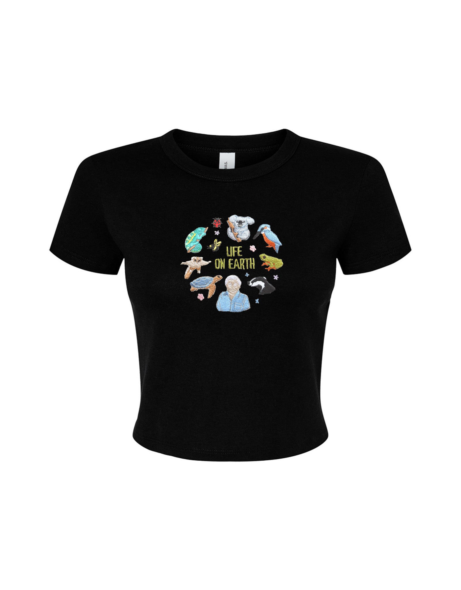 Life On Earth Embroidered Micro Rib Baby Tee
