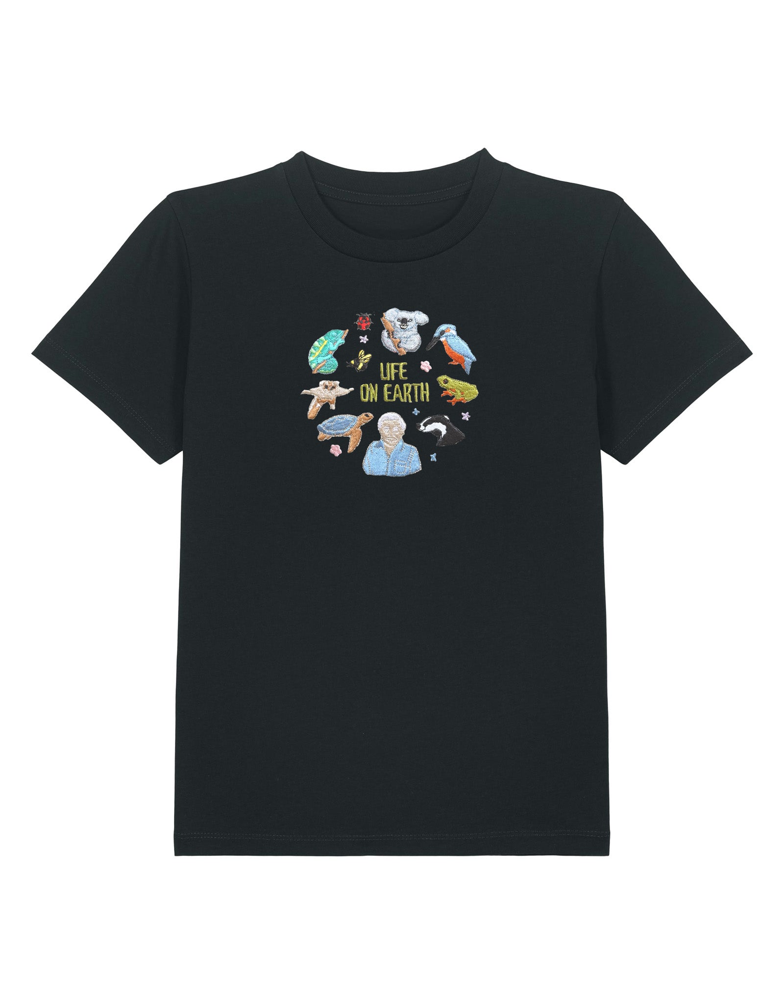 Life On Earth Embroidered Organic Cotton Childrens T-Shirt