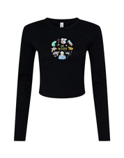 Life On Earth Embroidered Micro Rib Long Sleeved Tee