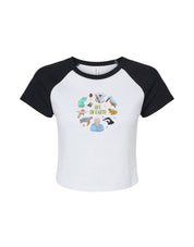 Life On Earth Embroidered Micro Rib Raglan Baby Tee
