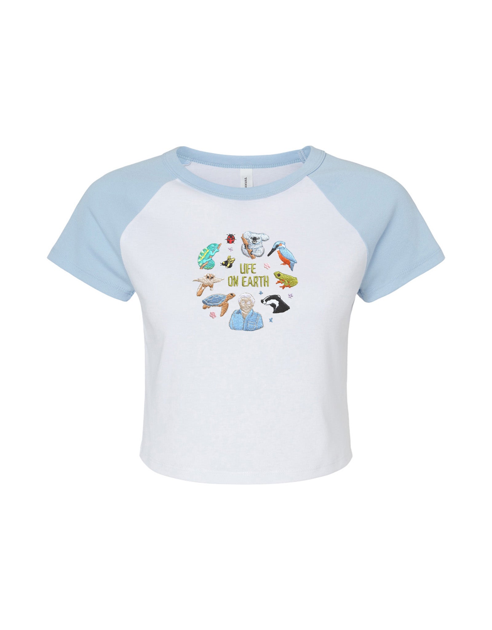 Life On Earth Embroidered Micro Rib Raglan Baby Tee