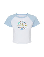 Life On Earth Embroidered Micro Rib Raglan Baby Tee