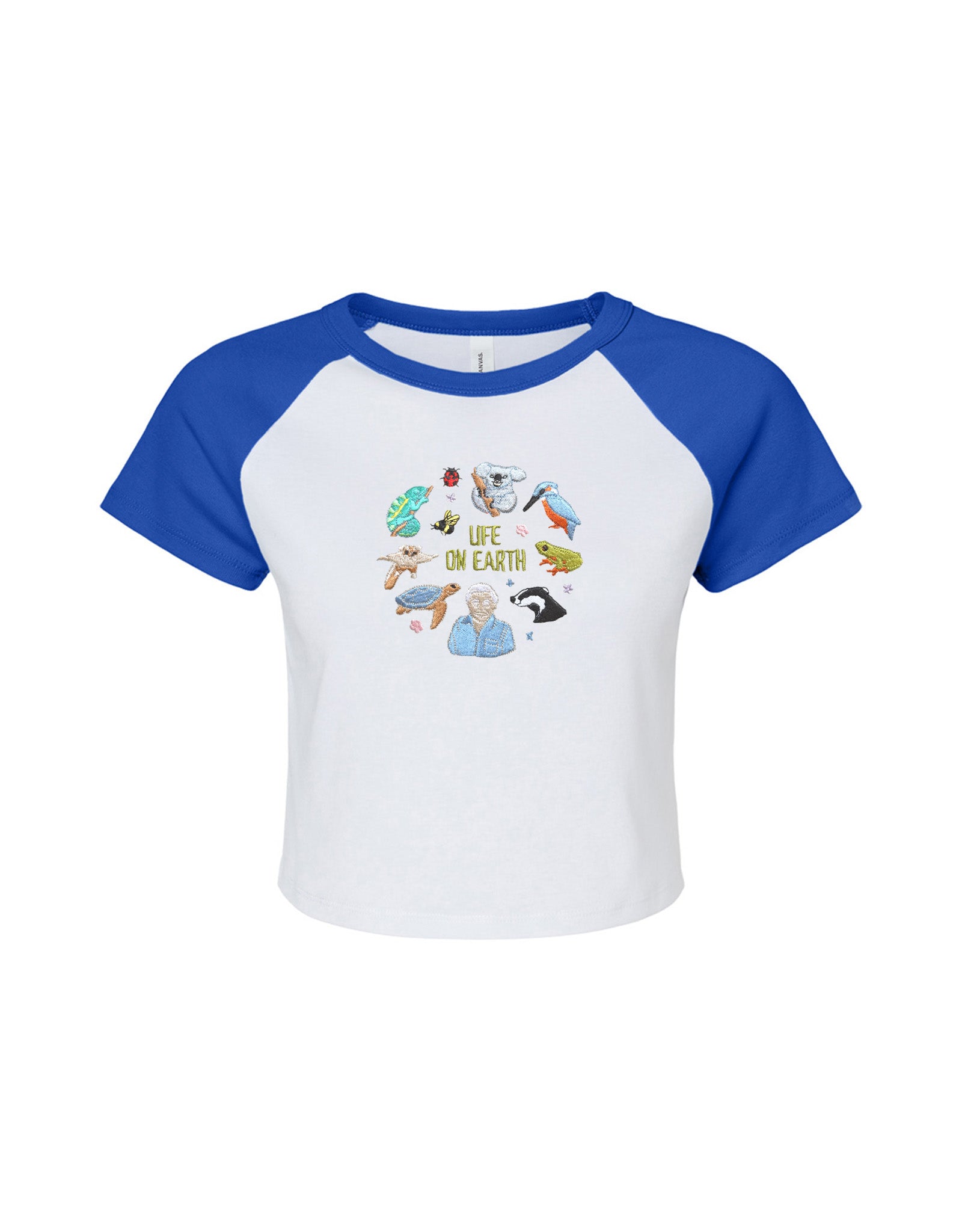 Life On Earth Embroidered Micro Rib Raglan Baby Tee