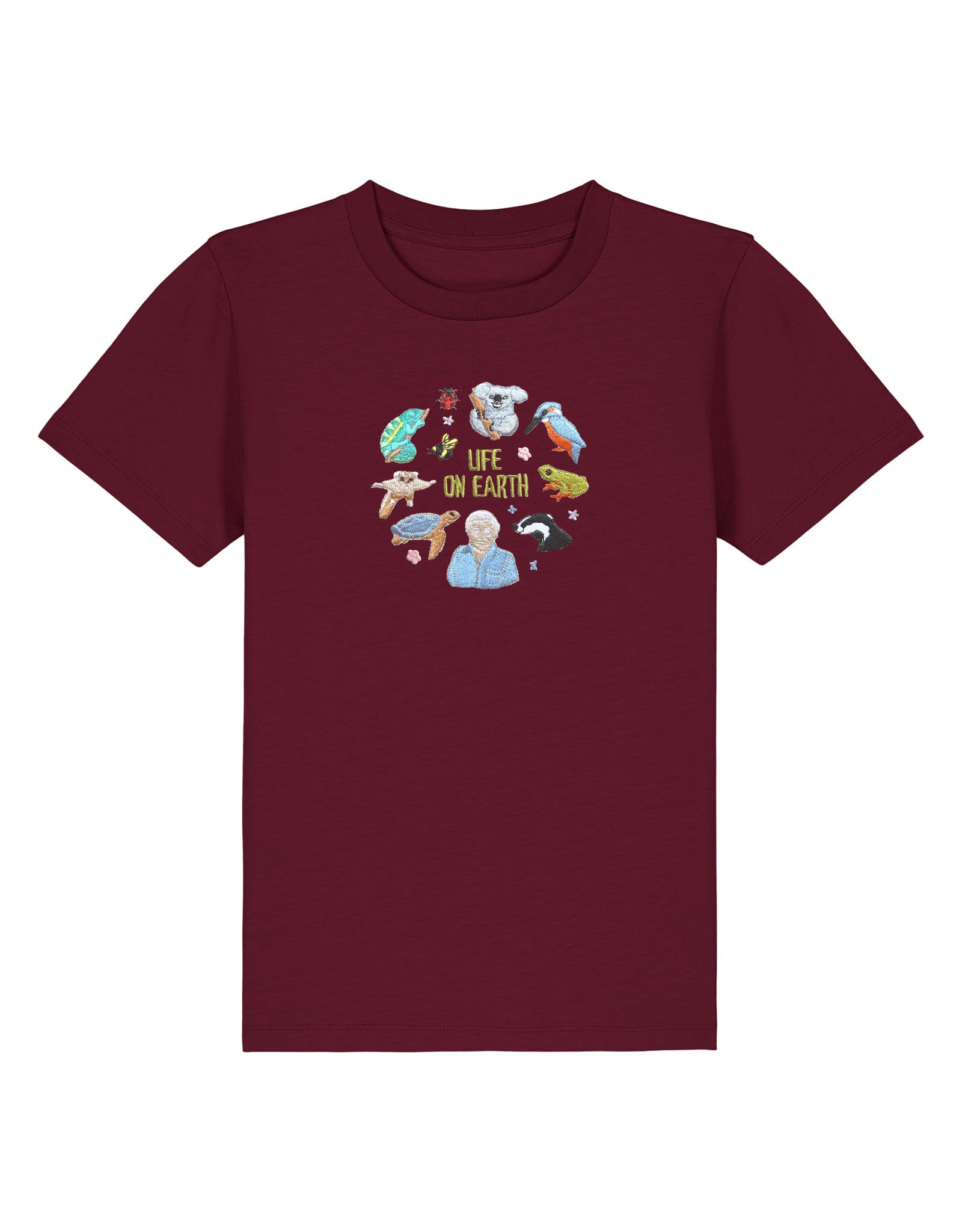 Life On Earth Embroidered Organic Cotton Childrens T-Shirt