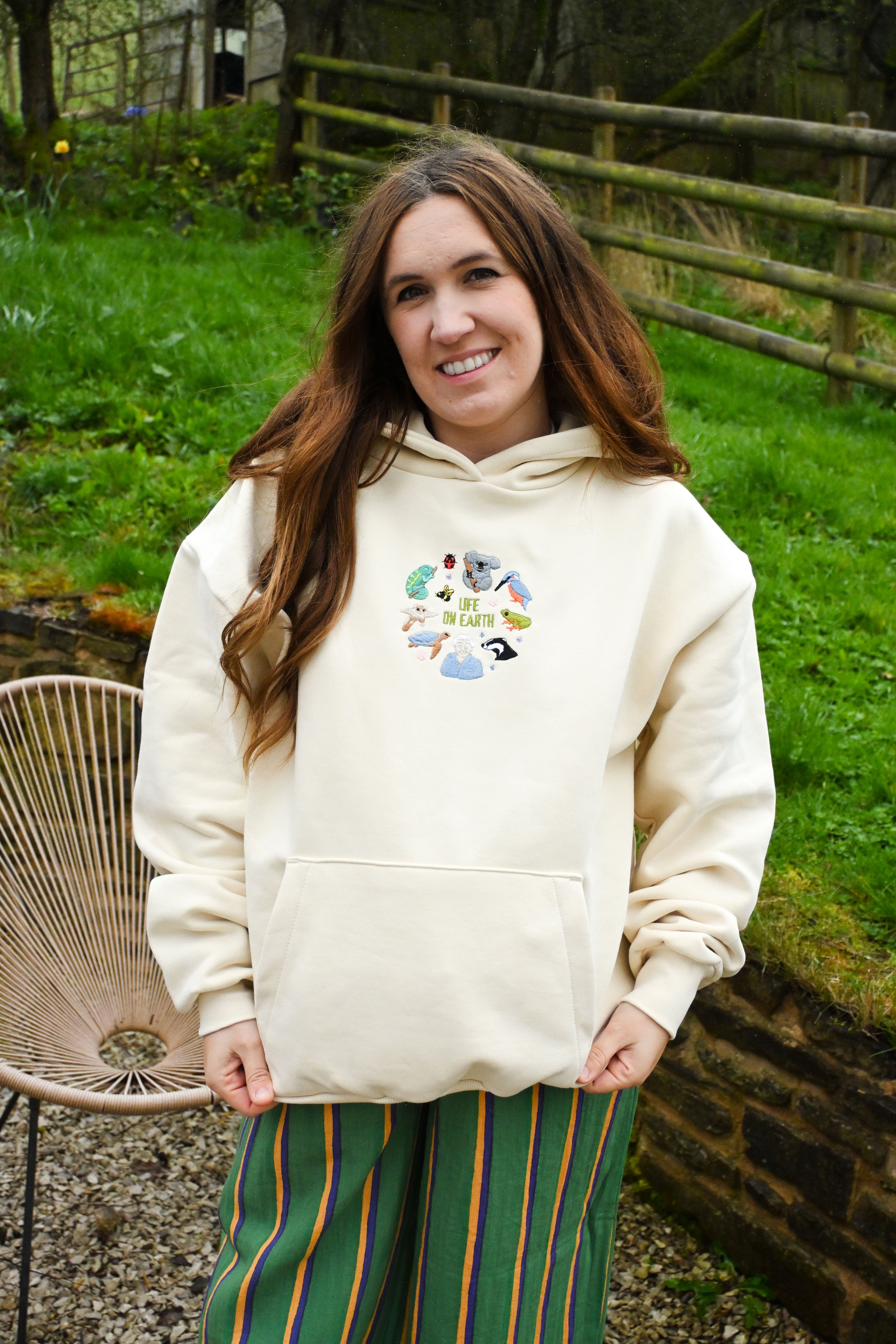 Life On Earth Embroidered Heavyweight Cotton Hoodie