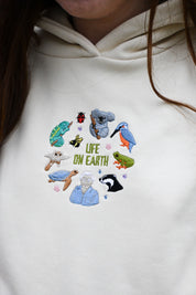 Life On Earth Embroidered Heavyweight Cotton Hoodie