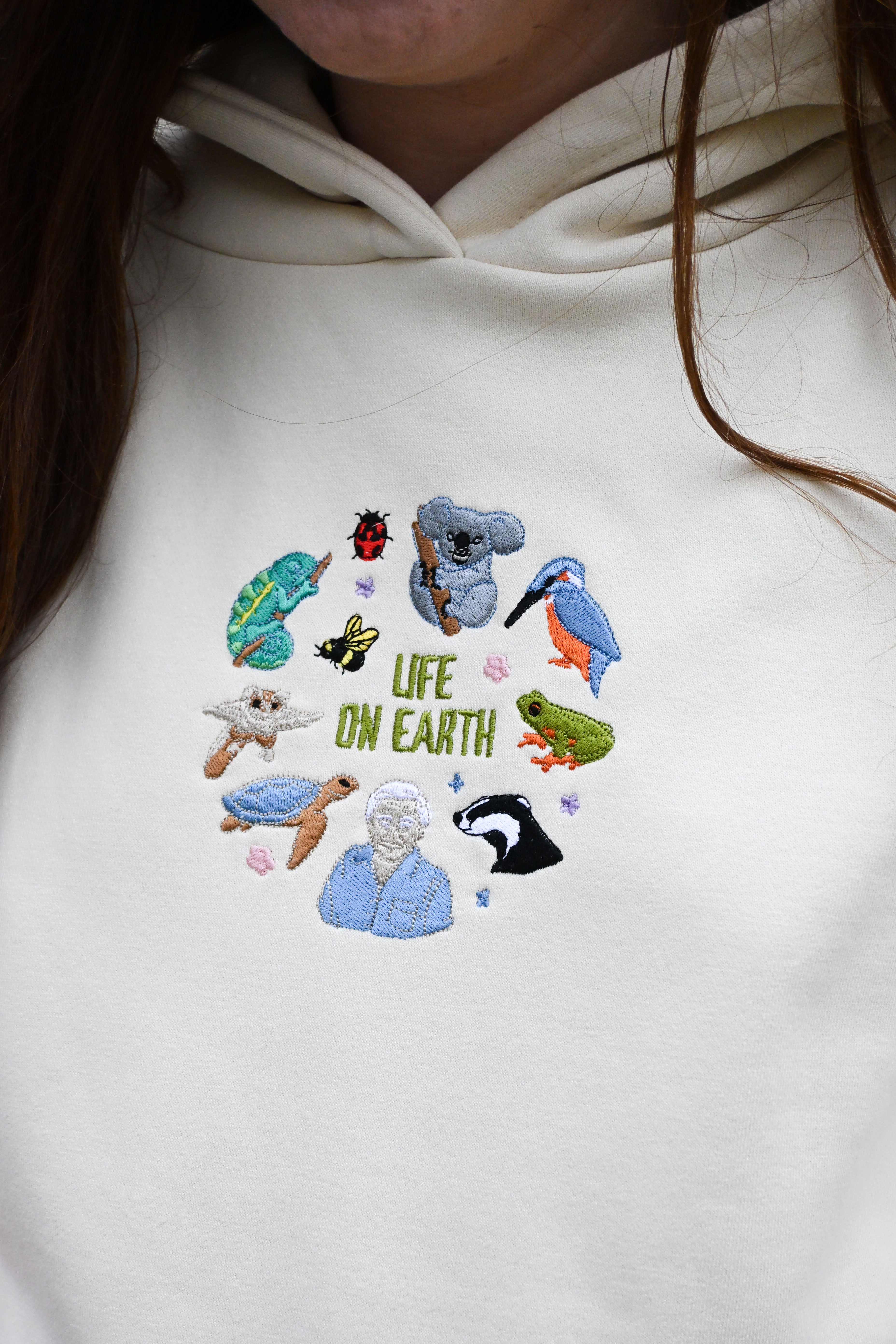 Life On Earth Embroidered Heavyweight Cotton Hoodie