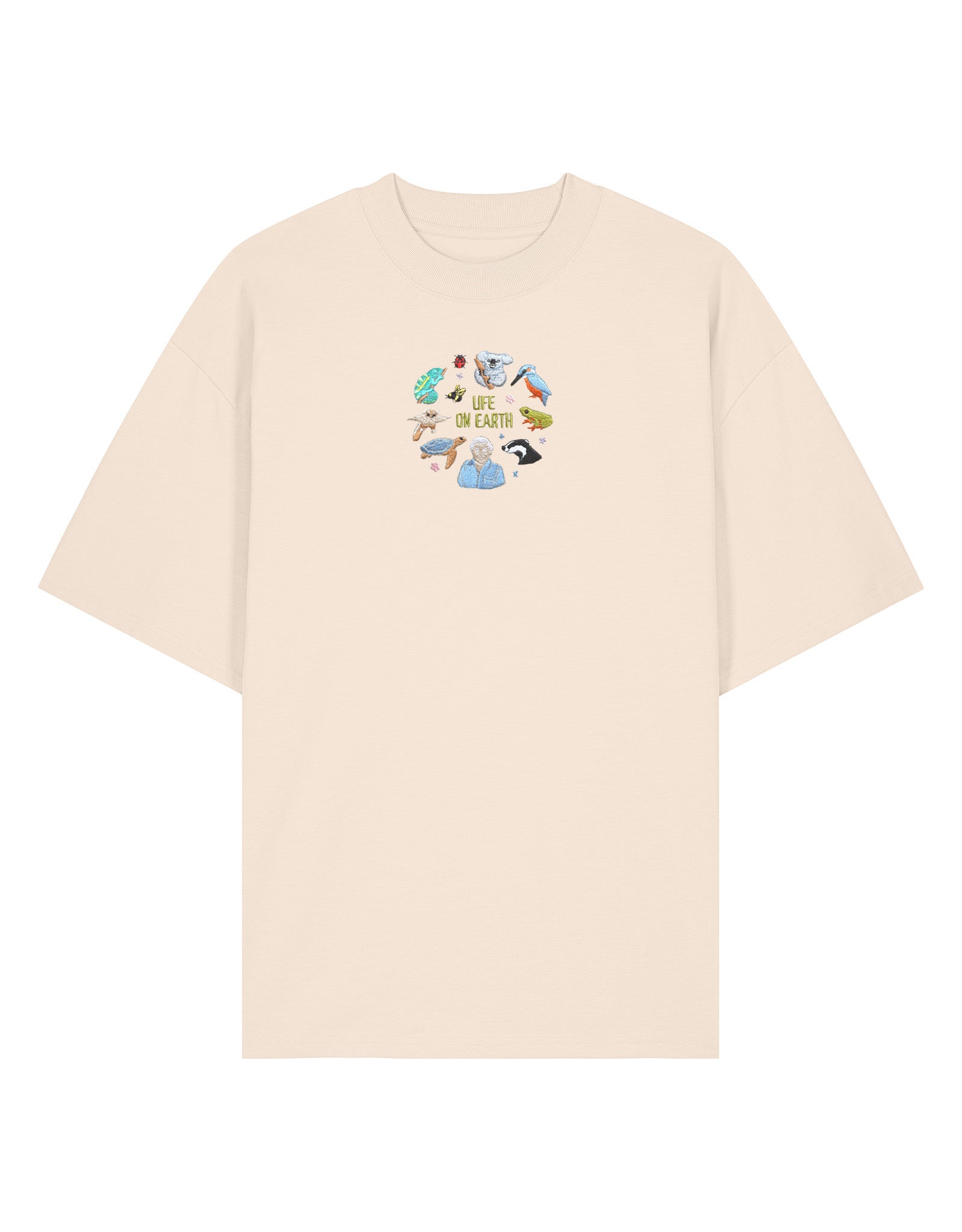 Life On Earth Embroidered Oversized Organic Cotton Tee