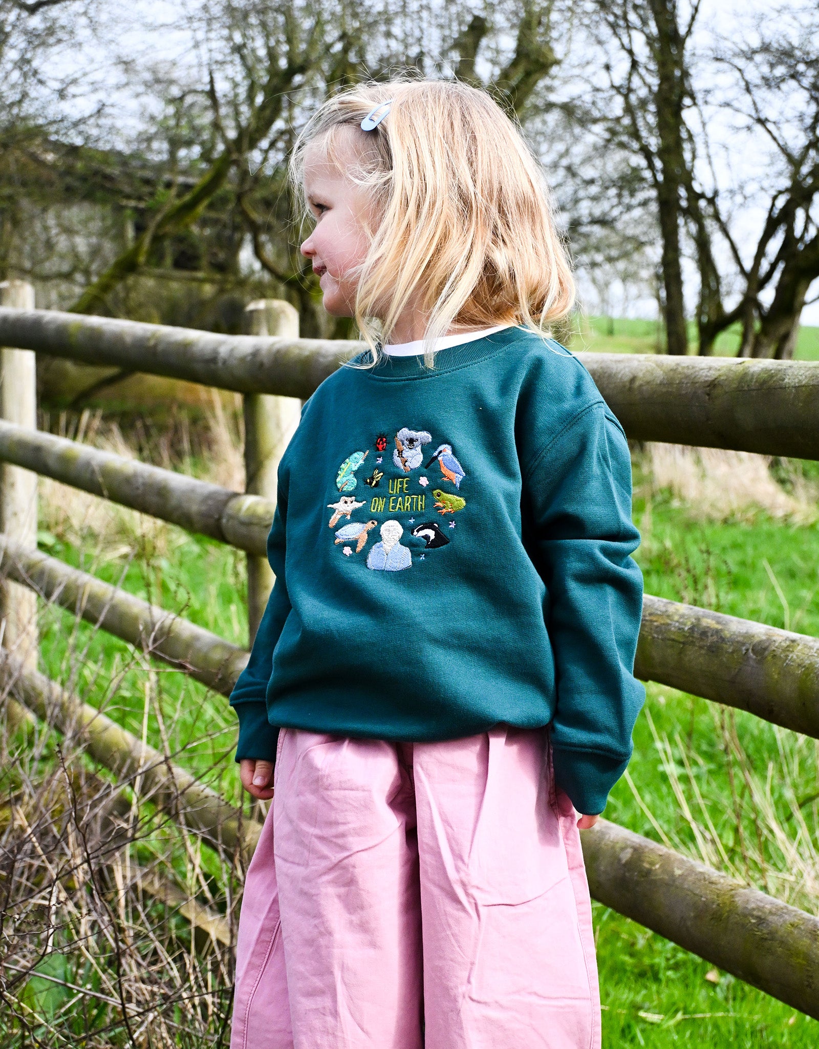 Life On Earth Embroidered Organic Cotton Childrens Sweatshirt
