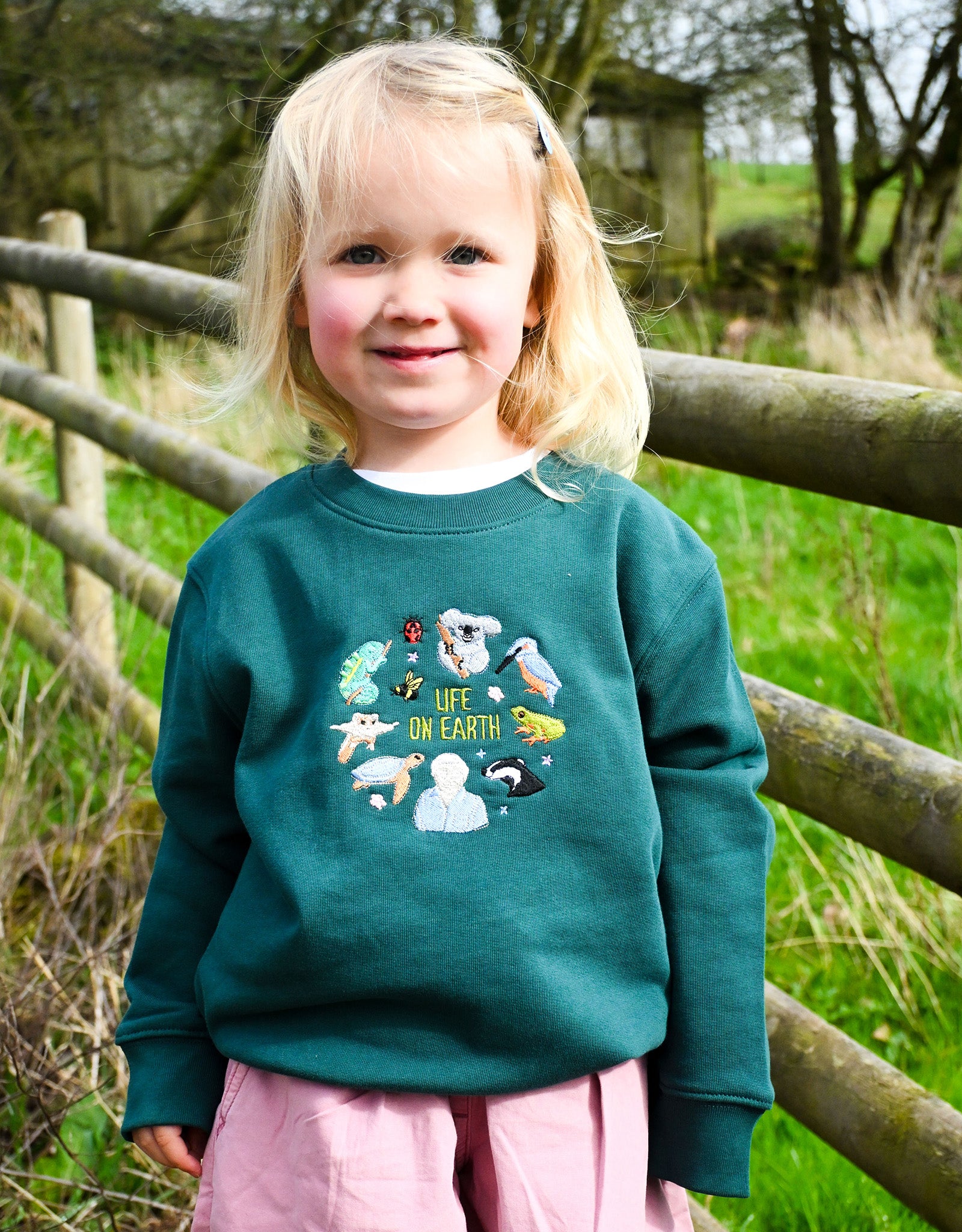 Life On Earth Embroidered Organic Cotton Childrens Sweatshirt
