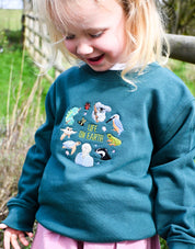 Life On Earth Embroidered Organic Cotton Childrens Sweatshirt