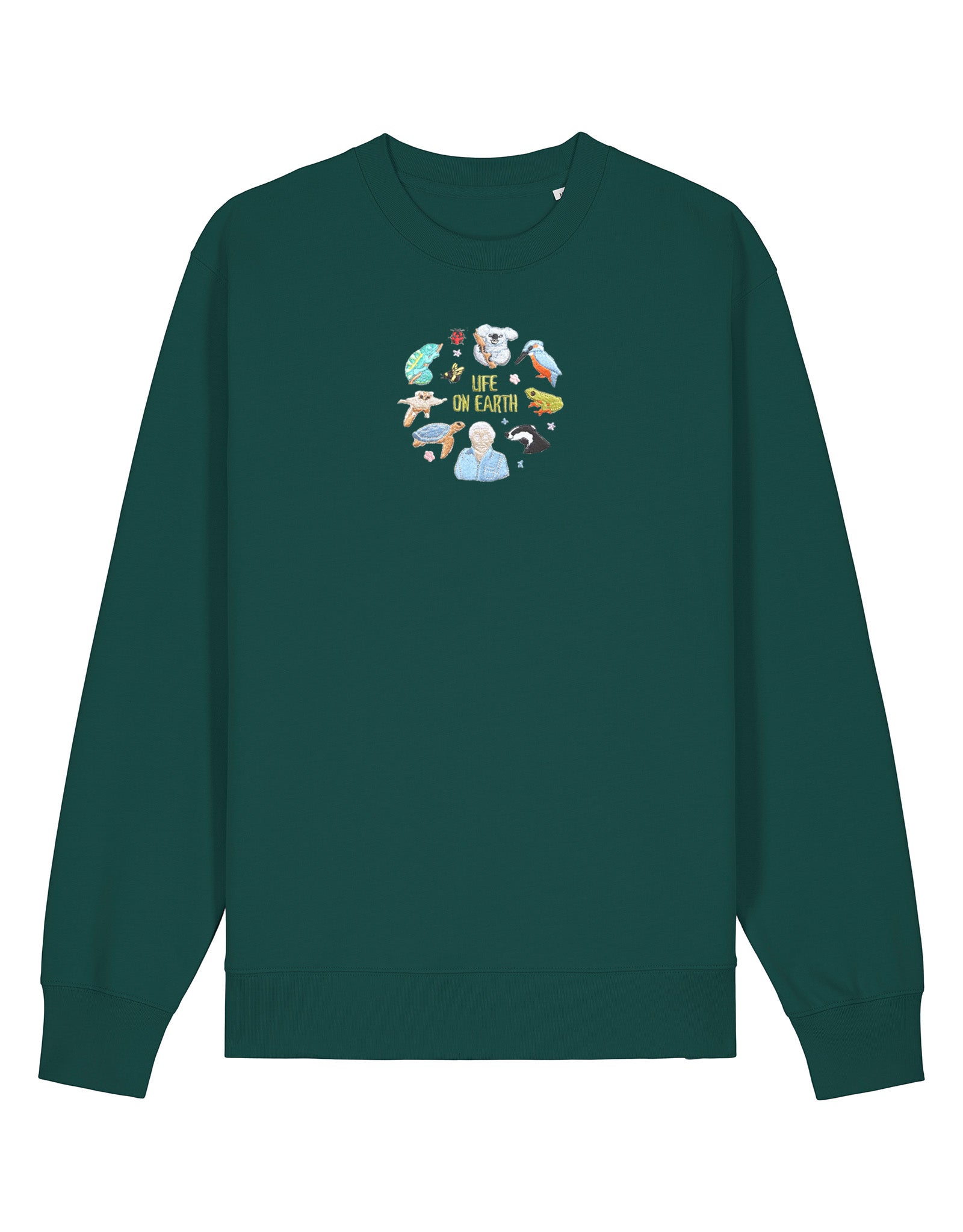 Life On Earth Embroidered Organic Cotton Sweatshirt