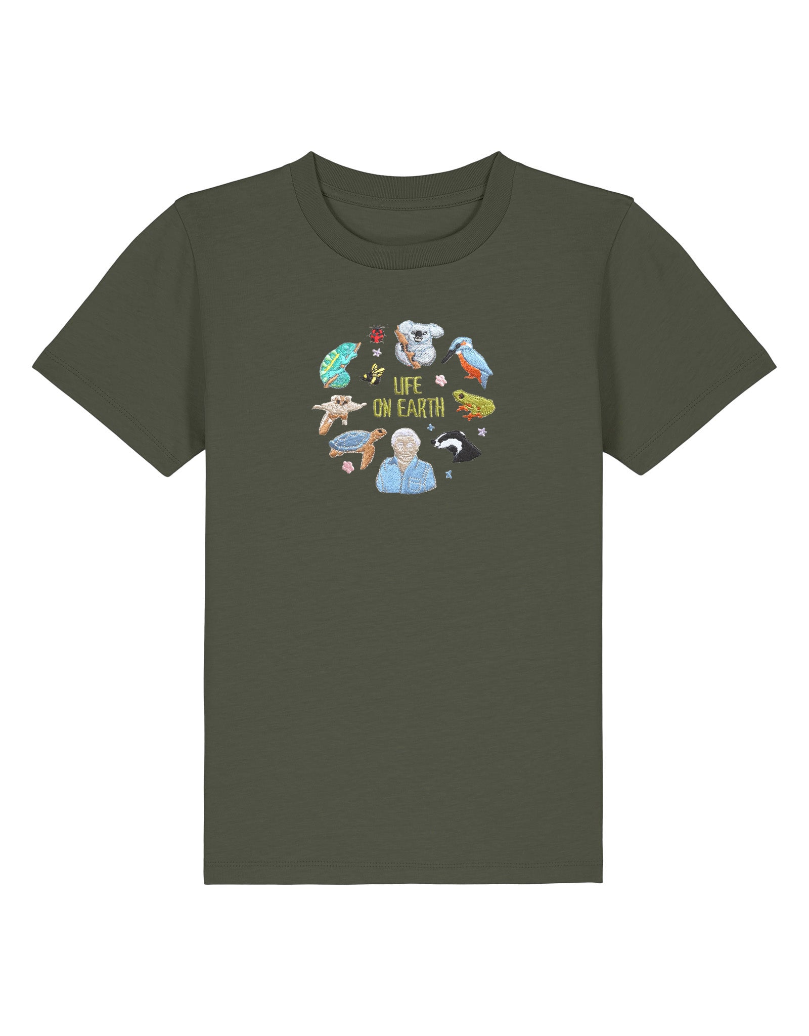Life On Earth Embroidered Organic Cotton Childrens T-Shirt