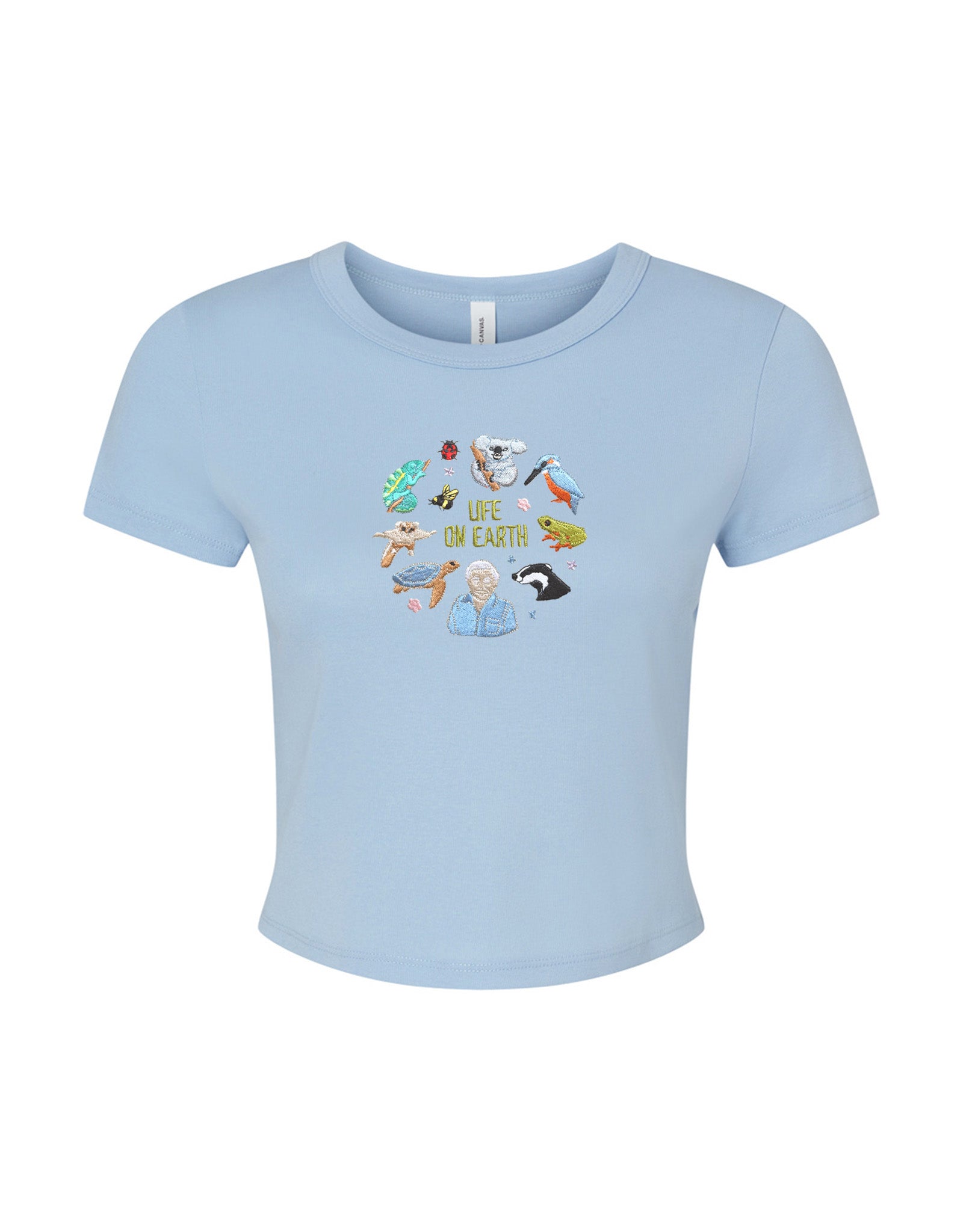 Life On Earth Embroidered Micro Rib Baby Tee