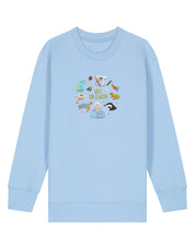 Life On Earth Embroidered Organic Cotton Childrens Sweatshirt