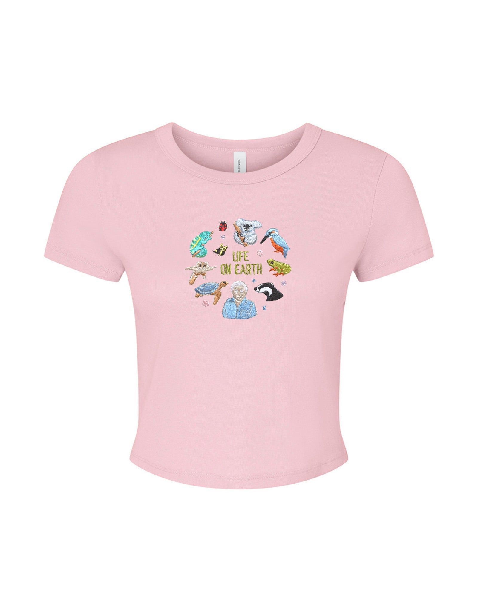 Life On Earth Embroidered Micro Rib Baby Tee