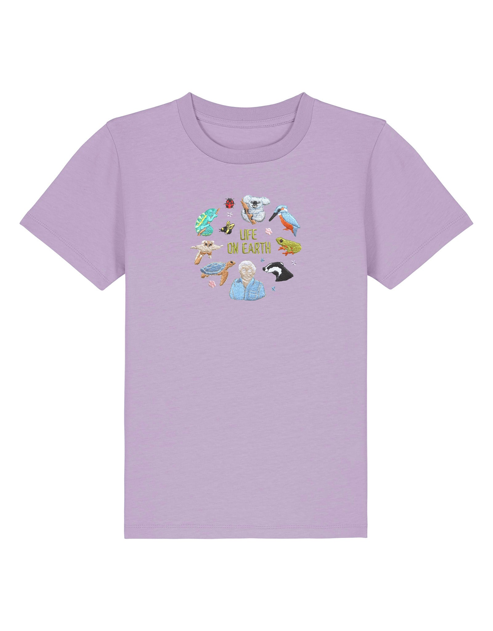 Life On Earth Embroidered Organic Cotton Childrens T-Shirt