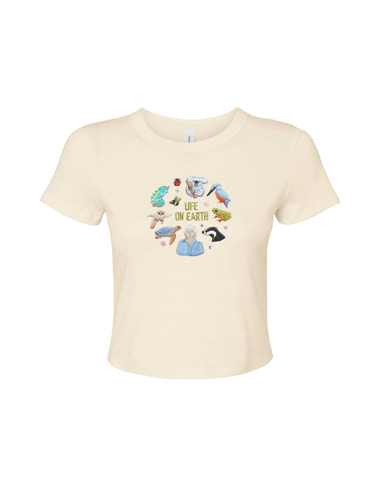 Life On Earth Embroidered Micro Rib Baby Tee
