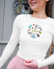Life On Earth Embroidered Micro Rib Long Sleeved Tee
